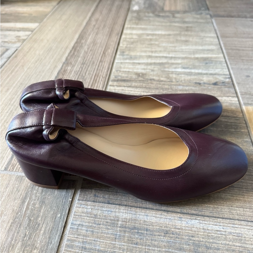 Everlane Burgundy Leather Block Heel Pumps - Picture 6 of 11